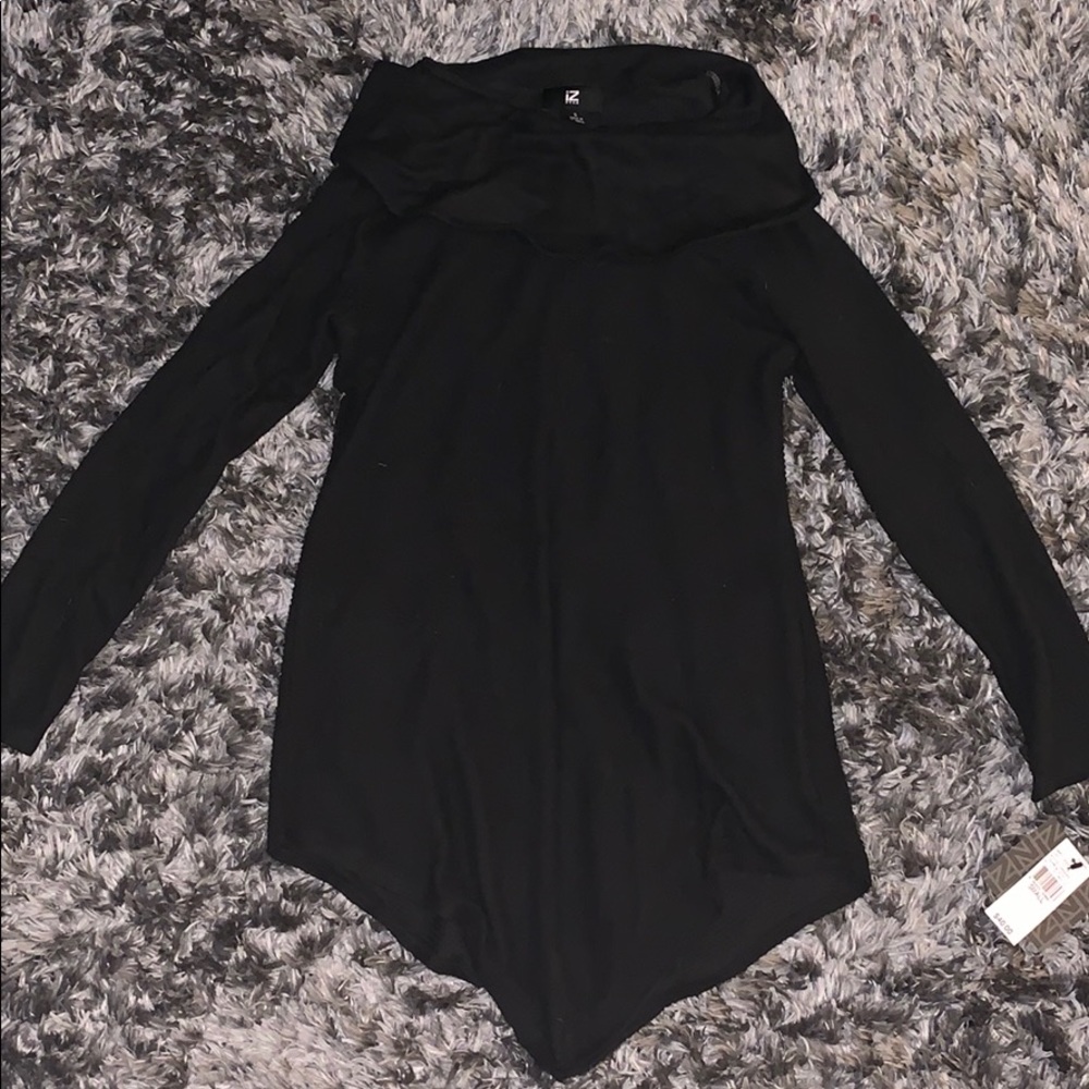 Black turtleneck long sleeve sweater dress